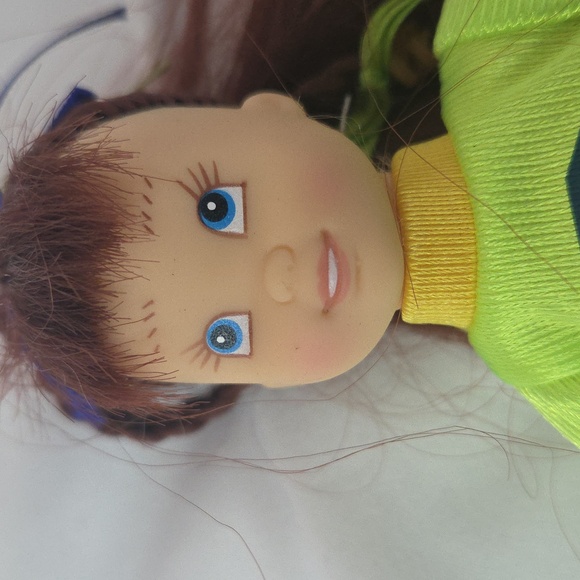 Cheerleader Doll Fishel Toys vintage 1990s vinyl face neon Green 8" - Picture 7 of 12